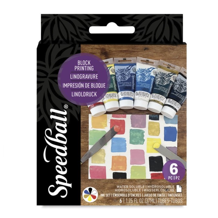 Speedball® Water-Soluble Block Printing Ink, Starter Colors, 1.25 oz, Set of 6