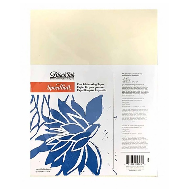Speedball® Unbleached Mulberry Fine Printmaking Paper, 9x12", 45 gsm, 25 Sheets