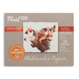 Speedball® Fluid™ 100 Cold Press Watercolor Paper Block, 140 lb (300 GSM), 9x12 in, 15 Sheets