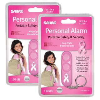 SABRE Personal Alarm - Pink (Supports NBCF), Pack of 2