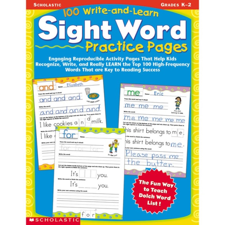 Scholastic Teaching Solutions 100 Write And Learn Sight Word Practice Pages, Grades K-2
