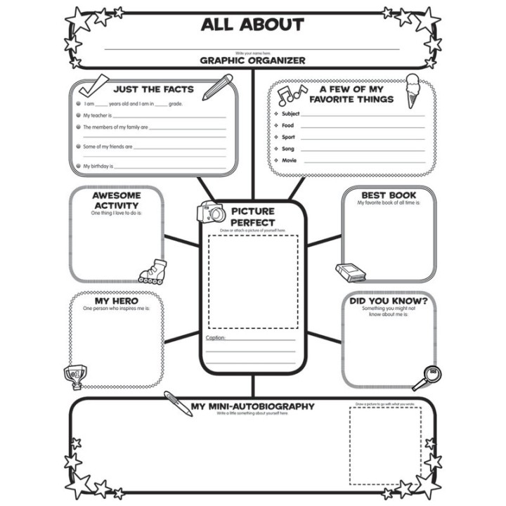 Scholastic Teaching Solutions Graphic Organizer Poster, All-About-Me Web, Grades 3-6