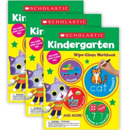 Scholastic Teaching Solutions Kindergarten Wipe-Clean Workbook, Pack of 3