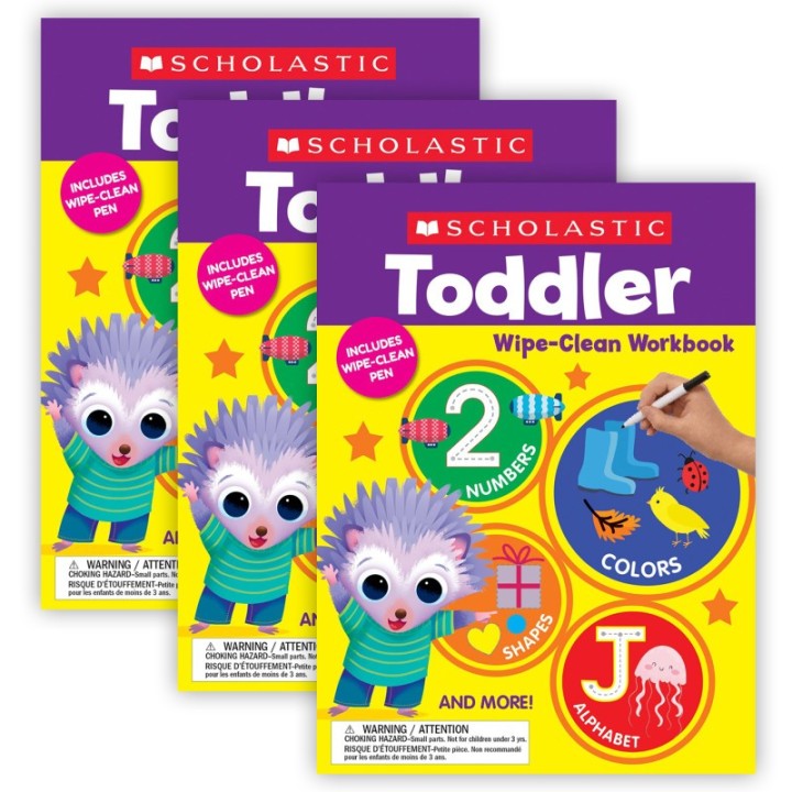 Scholastic Teaching Solutions Toddler Wipe Clean Workbook, Pack of 3