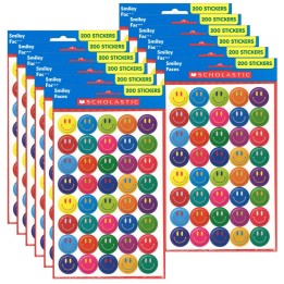 Scholastic Teaching Solutions Smiley Faces Stickers, 200 Per Pack, 12 Packs