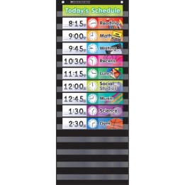 Scholastic Teaching Solutions Daily Schedule Pocket Chart with Cards, Black