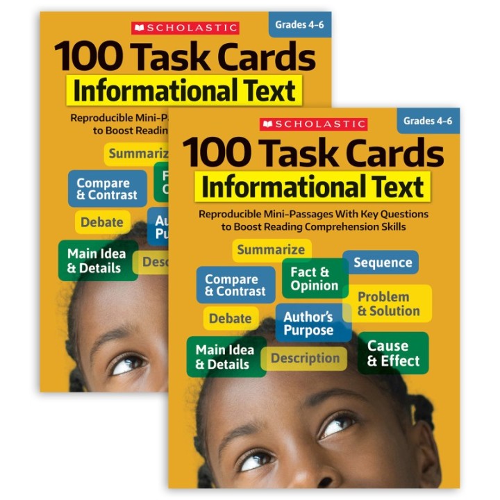 Scholastic Teaching Solutions 100 Task Cards: Informational Text Activity Book, Grade 4-6, Pack of 2