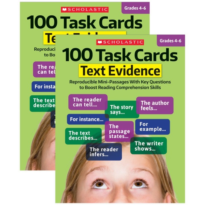 Scholastic Teaching Solutions 100 Task Cards: Text Evidence Text Activity Book, Pack of 2