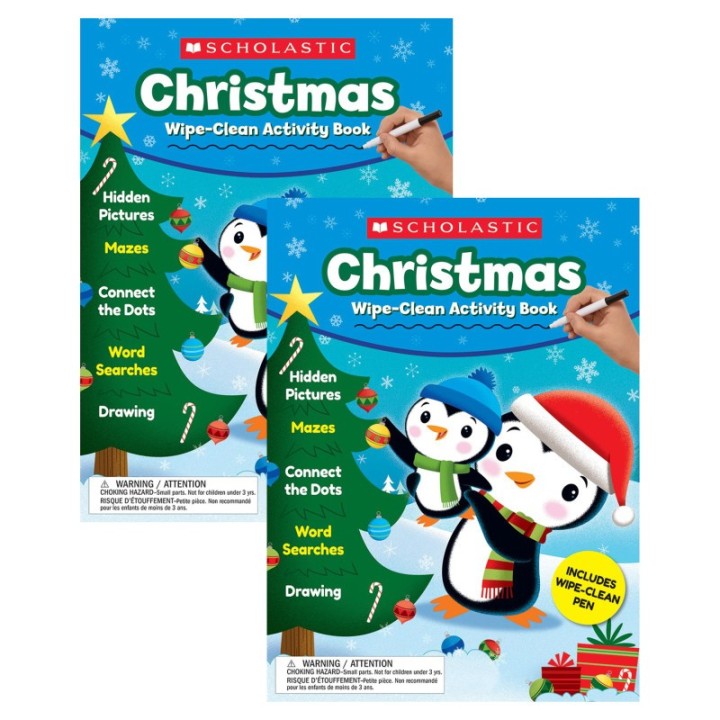 Scholastic Teaching Solutions Christmas Wipe-Clean Activity Book, Pack of 2