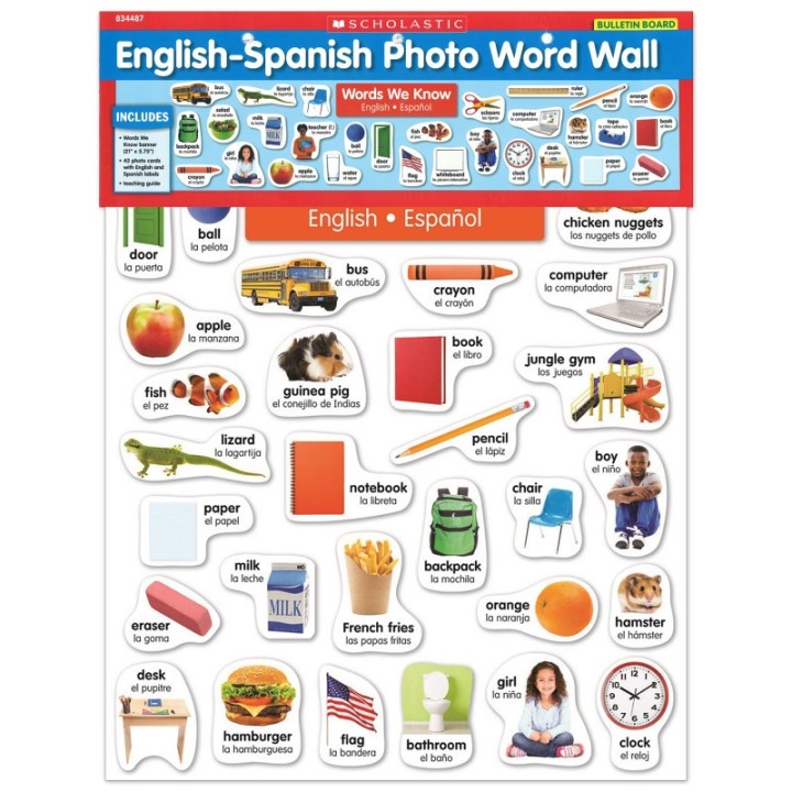 Scholastic Teaching Solutions English-Spanish Photo Word Wall Bulletin Board Set