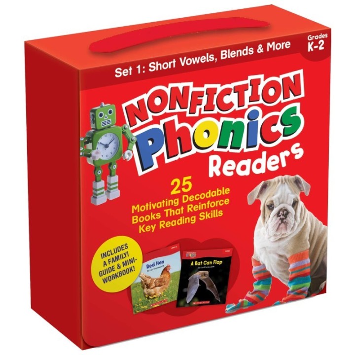 Scholastic Teaching Solutions Nonfiction Phonics Readers: Short Vowels, Blends & More, Single-Copy Set, 25 Books