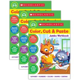 Scholastic Teaching Solutions Color, Cut & Paste Jumbo Workbook, Pack of 3