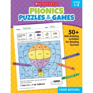 Scholastic Teaching Solutions Phonics Puzzles & Games Activity Book for Grades 1-2