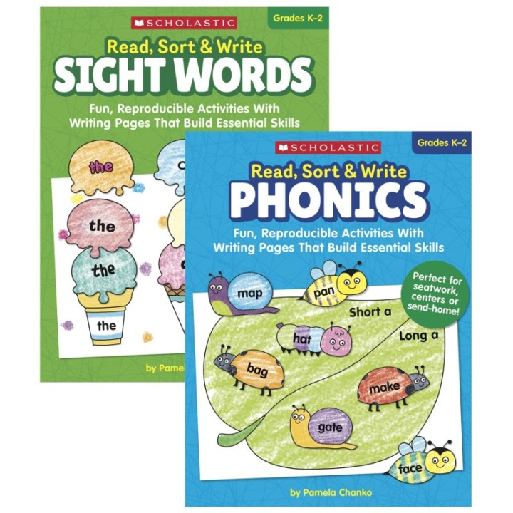 Scholastic Teaching Solutions Read, Sort & Write Reproducible Workbook Bundle, Grade K-2