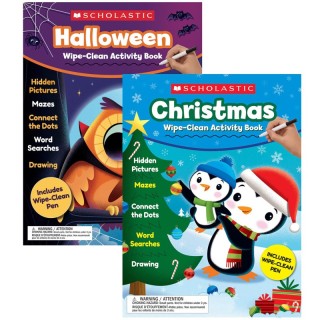Scholastic Teaching Solutions Holiday Wipe-Clean Activity Book Bundle