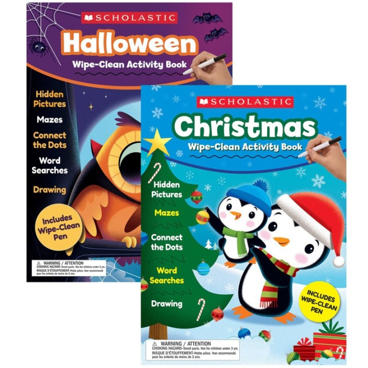 Scholastic Teaching Solutions Holiday Wipe-Clean Activity Book Bundle