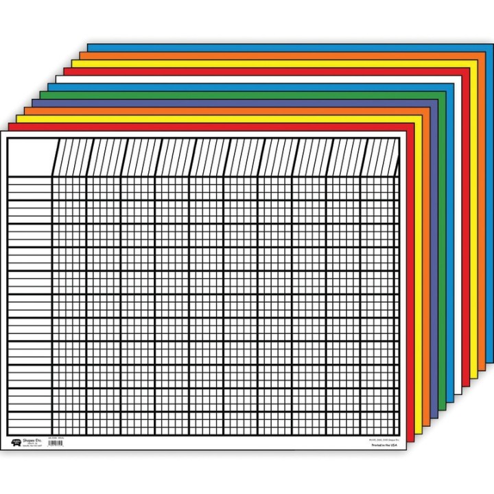 Creative Shapes Etc. Horizontal Incentive Chart, 22" x 28", Assorted Colors, Pack of 12