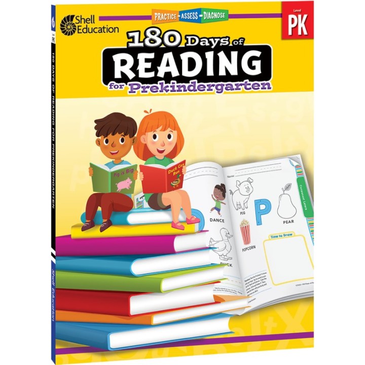 Shell Education 180 Days of Reading Workbook, Grade PreK
