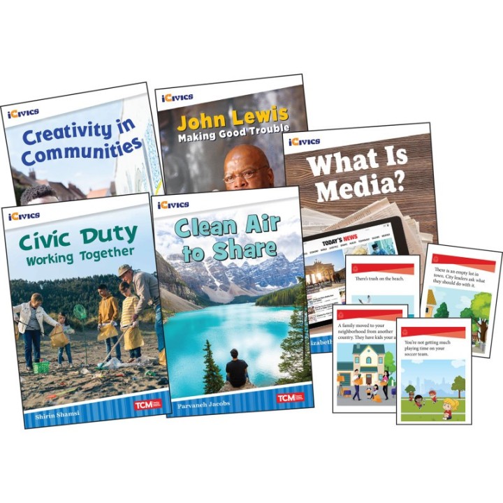 Teacher Created Materials iCivics Grade 3: Community & Social Awareness 5-Book Set + Game Cards