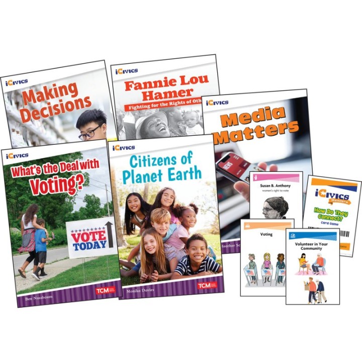 Teacher Created Materials iCivics Grade 4: Community & Social Awareness 5-Book Set + Game Cards