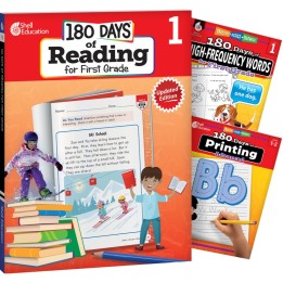 Shell Education 180 Days Reading, High-Frequency Words, & Printing Grade 1: 3-Book Set