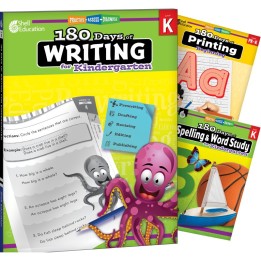 Shell Education 180 Days Writing, Spelling, & Printing Grade K: 3-Book Set