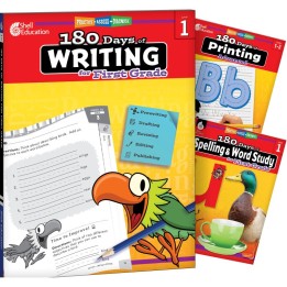 Shell Education 180 Days Writing, Spelling, & Printing Grade 1: 3-Book Set