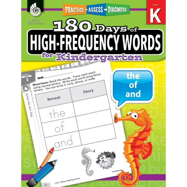 Shell Education 180 Days of High-Frequency Words for Kindergarten