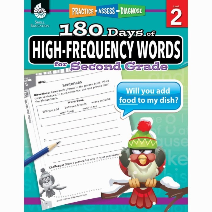Shell Education 180 Days of High-Frequency Words for Second Grade