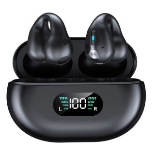 Alpha Digital Wireless Ear Clip Bone Conduction Earbuds, Black