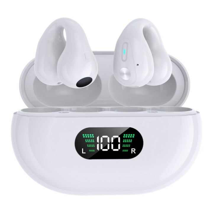 Alpha Digital Wireless Ear Clip Bone Conduction Earbuds, White