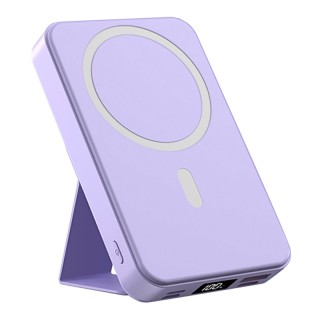Alpha Digital 10,000mAh Magnetic Wireless Charge Power Bank with Foldable Stand, Purple