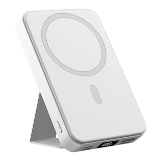 Alpha Digital 10,000mAh Magnetic Wireless Charge Power Bank with Foldable Stand, White