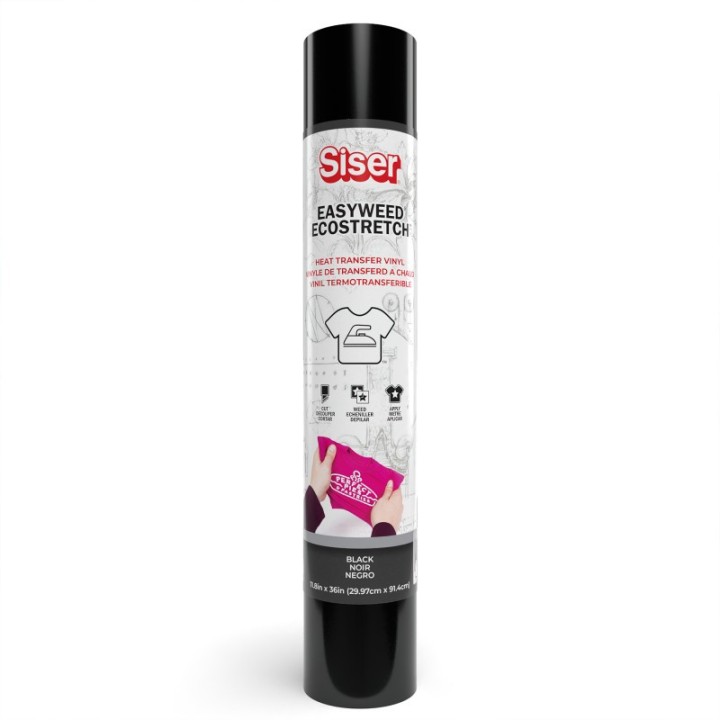 SISER Easyweed Ecostretch HTV Heat Transfer Vinyl, 36", Black