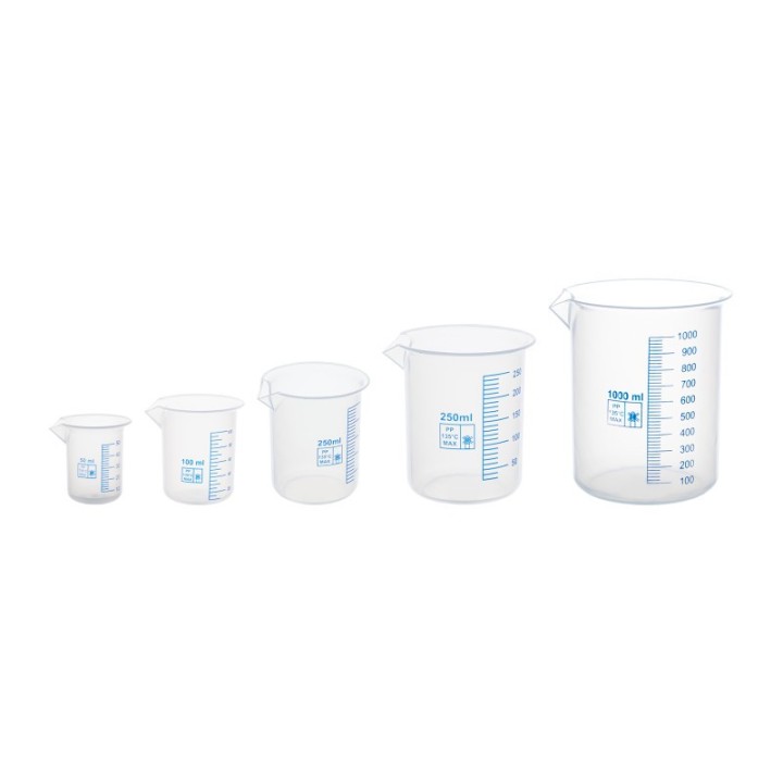 Supertek® Beakers, Polypropylene, 50, 100, 250, 500, 1000ml, Set of 5