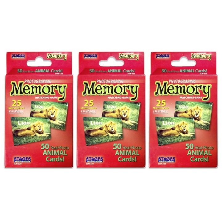 Stages Learning Materials Photographic Memory Matching Game, Animals, Pack of 3