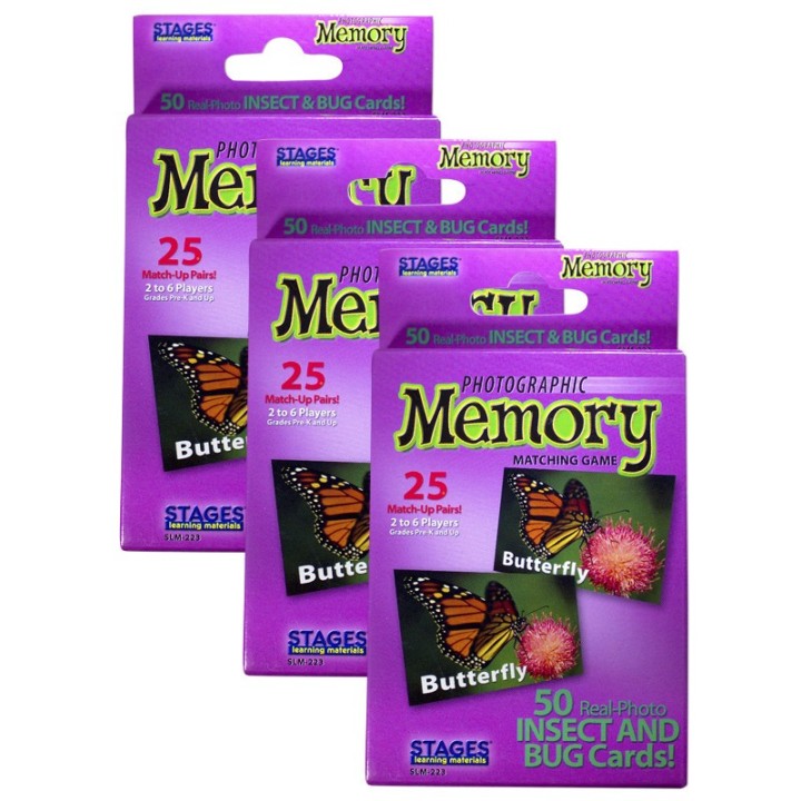 Stages Learning Materials Photographic Memory Matching Game, Insects & Bugs, Pack of 3