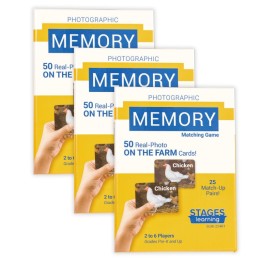 Stages Learning Materials Photographic Memory Matching Game, On the Farm, Pack of 3