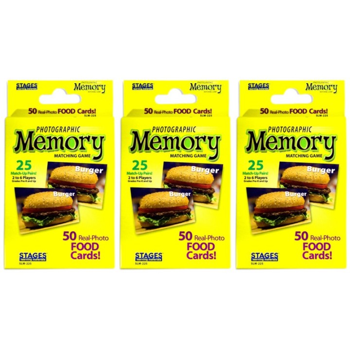 Stages Learning Materials Photographic Memory Matching Game, Food, Pack of 3