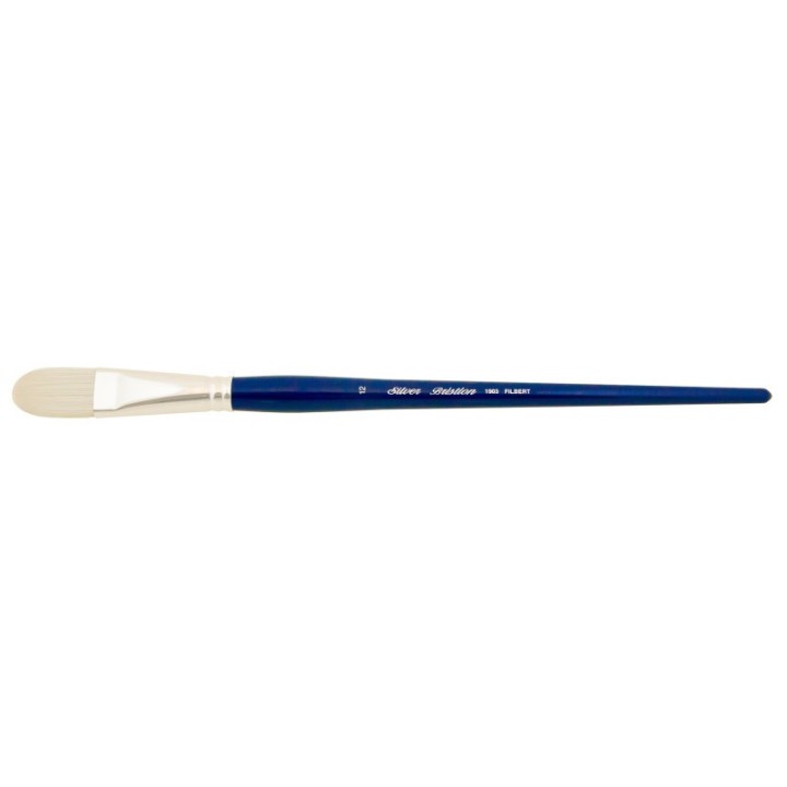 Silver Brush Bristlon Brush, Filbert, Long Handle, Size 12