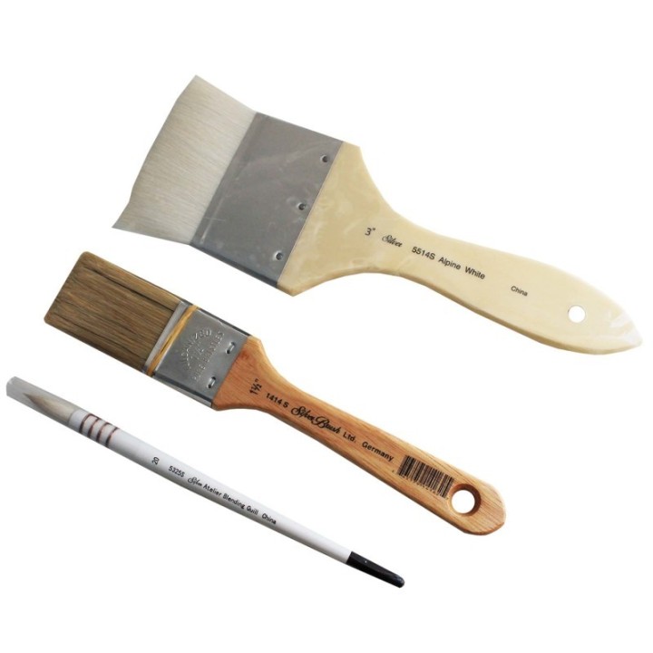 Silver Brush Blending Mix Traditional Background Brush Set, 3 Brushes