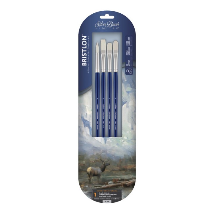 Silver Brush Bristlon Brush Assortment, Size 6, 4 Brushes