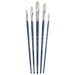 Silver Brush Bristlon Long Filbert Brush Set, 5 Brushes