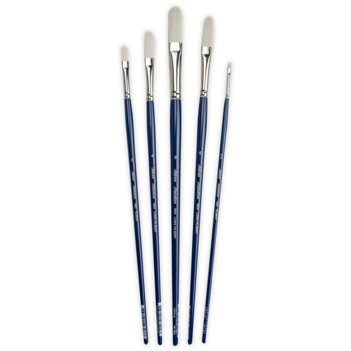 Silver Brush Bristlon Long Filbert Brush Set, 5 Brushes