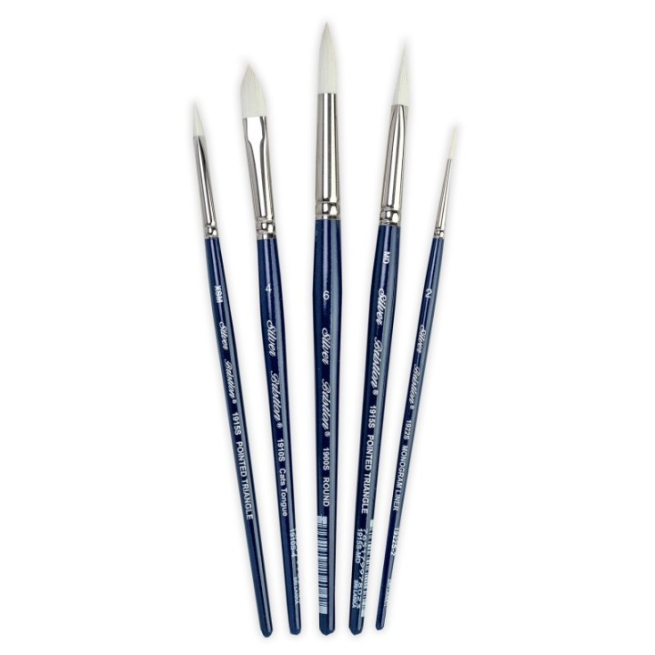 Silver Brush Bristlon Triangle Cats Tongue Brushes, Set of 5