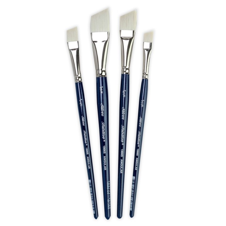 Silver Brush Bristlon Short Handle Angles Brushes, Set of 4