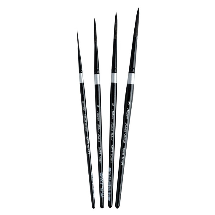 Silver Brush Black Velvet Liner Brushes, Set of 4