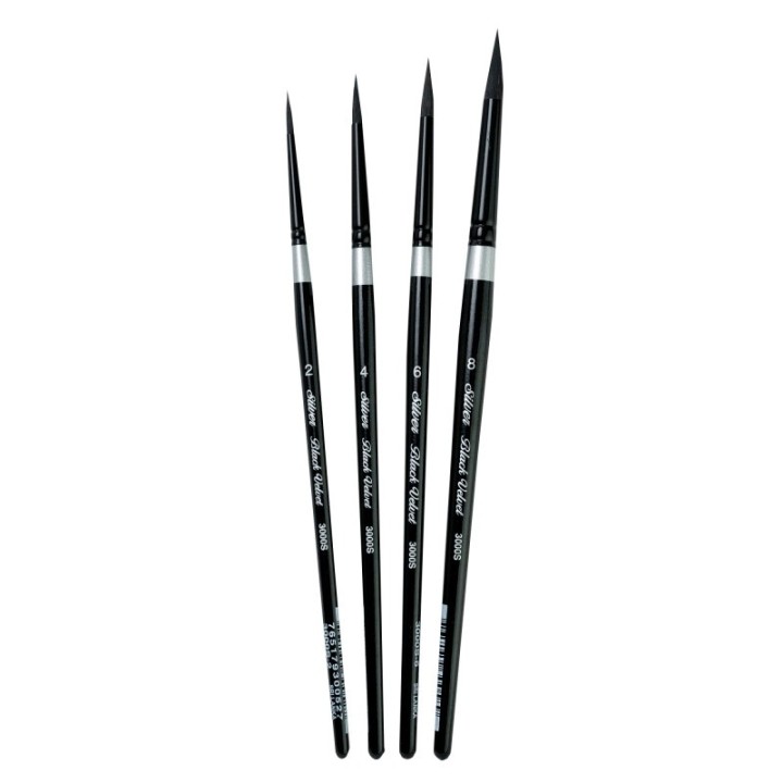 Silver Brush Black Velvet Medium Round Brushes, Set of 4