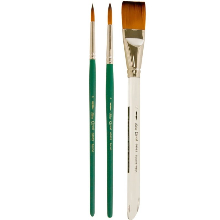 Silver Brush Crystal™ Golden Taklon Basic Watercolor Set, 3 Brushes