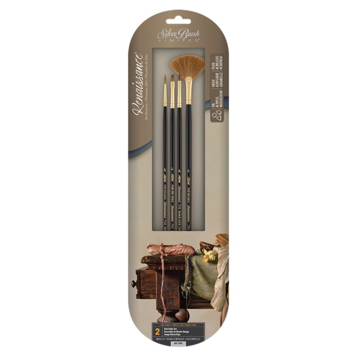 Silver Brush Renaissance® 4-Piece LH Brush Set, Size 4